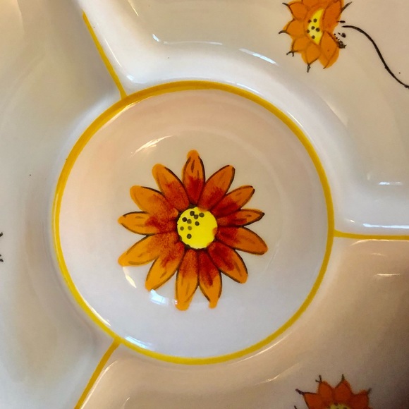 Vintage Tidbit Divided Round Serving Tray in Basket 9” - Picture 2 of 7